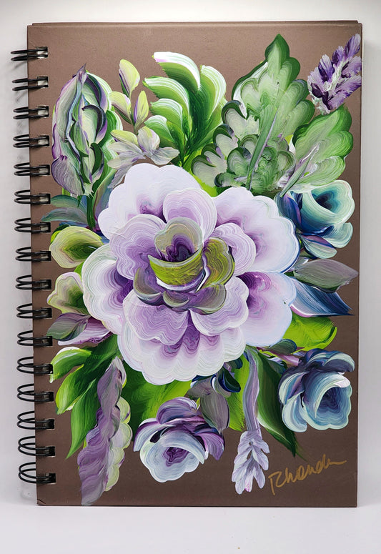 Hand-painted Floral "WOW!" Collection Hardcover Spiral Journal