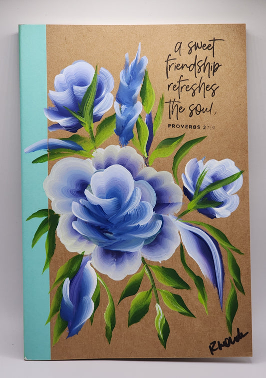 Hand-painted Floral Cardboard Journal with Friendship Scripture