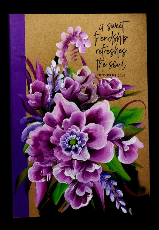 Hand-painted Floral Cardboard Journal with Friendship Scripture