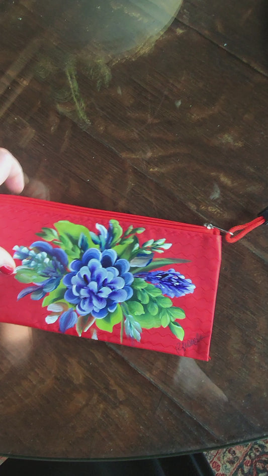 Hand-painted Floral "WOW!" Collection Zipper Pouch